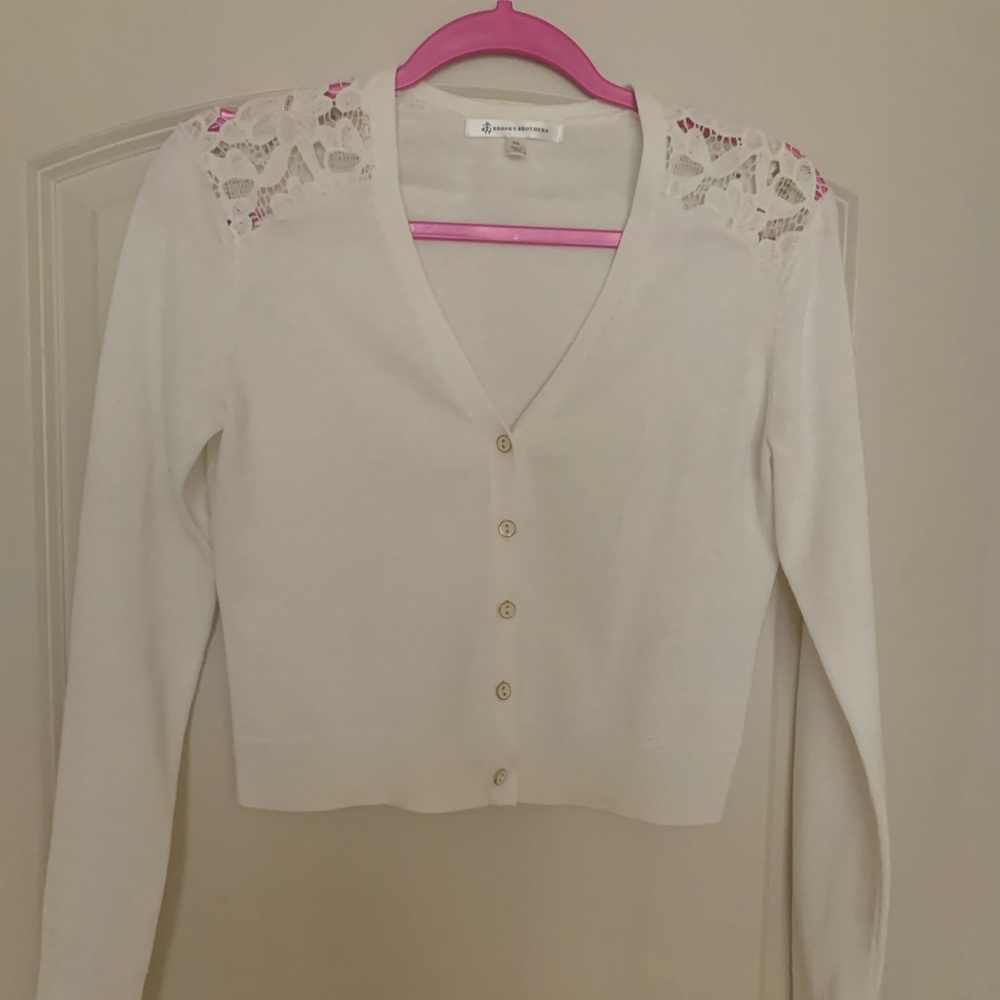 Brooks Brothers Cropped Cardigan in Cream XX